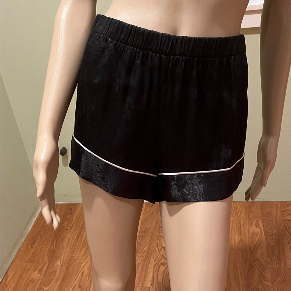 Victoria’s Secret Black Satin Shorts with White Trim M